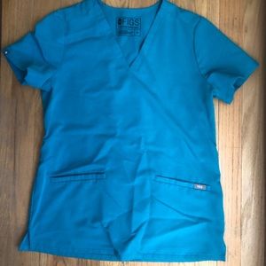 FIGS Teal Casma Three-Pocket Scrub Top (XS)
